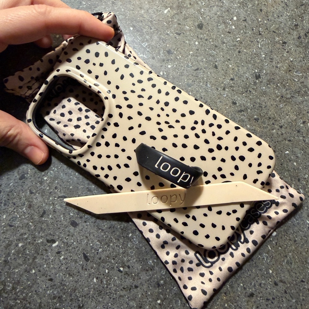 Loopy Beige and Black Spotted Phone Case for iPhone 14 Pro